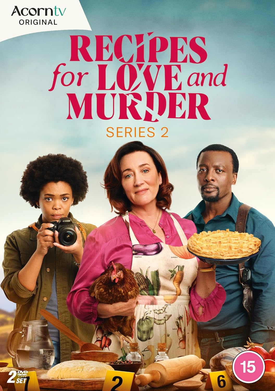 “Recipes for Love & Murder” Season 2 DVD cover with cast and food.