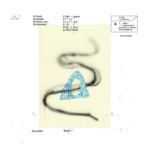 Vinyl record cover for Recondite’s “Dwell” featuring abstract blue artwork.