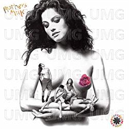 Red Hot Chili Peppers album cover, “Mother’s Milk”, featuring a woman and roses.