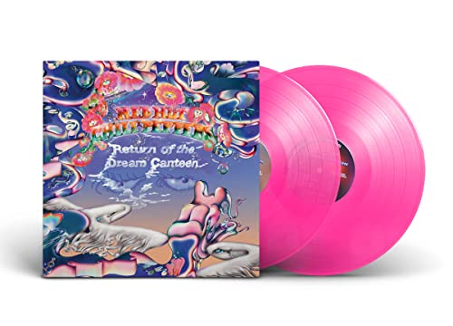 Red Hot Chili Peppers vinyl album cover and two pink records.