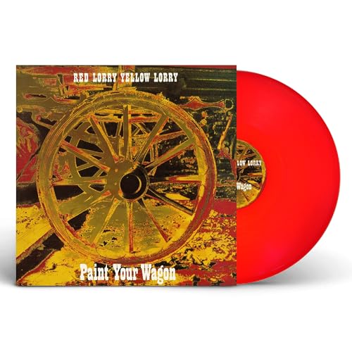Red vinyl record with album cover featuring a wagon wheel image.