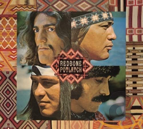 Album cover for Redbone’s “Potlatch” featuring four men’s portraits.