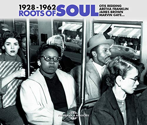 CD cover for “Roots of Soul 1928-1962” featuring a segregated bus scene.