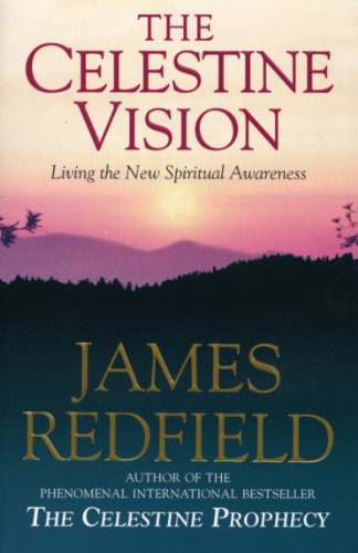 Book cover for “Celestine Vision” with a sunset landscape.