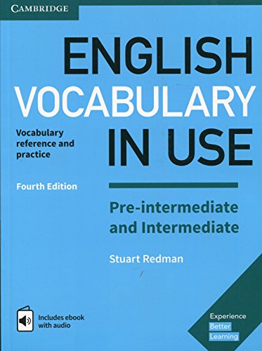 Blue cover of āEnglish Vocabulary in Useā textbook, pre-intermediate and intermediate levels.