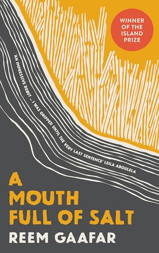 Book cover with abstract yellow and gray lines, title, author, and award circle.