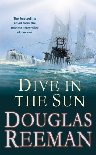 Book cover: submarine and sailing ship amidst stormy, blue ocean waves.