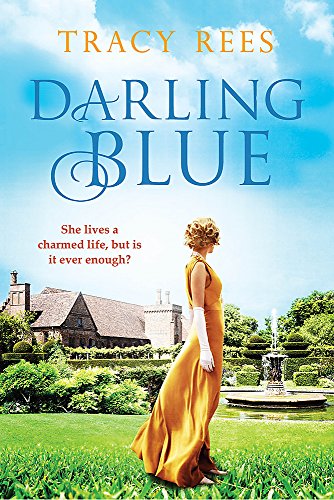 Book cover: woman in orange dress standing by a large house.