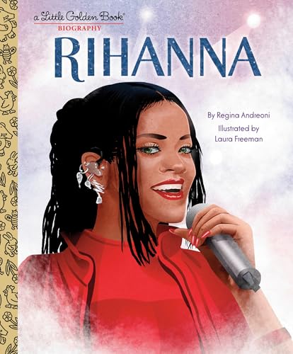 Illustrated cover of Rihanna biography, a Little Golden Book.