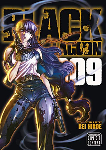 Manga cover featuring a woman with long purple hair holding a machine gun.