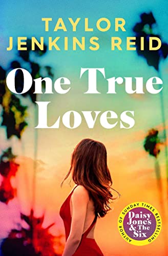 Book cover showing a woman in a red dress against a sunset palm background.