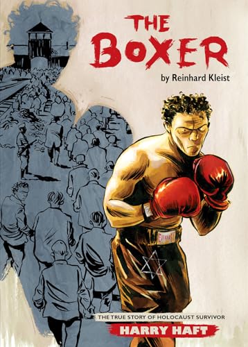 Book cover: a boxer with red gloves, crowd and prison in background.