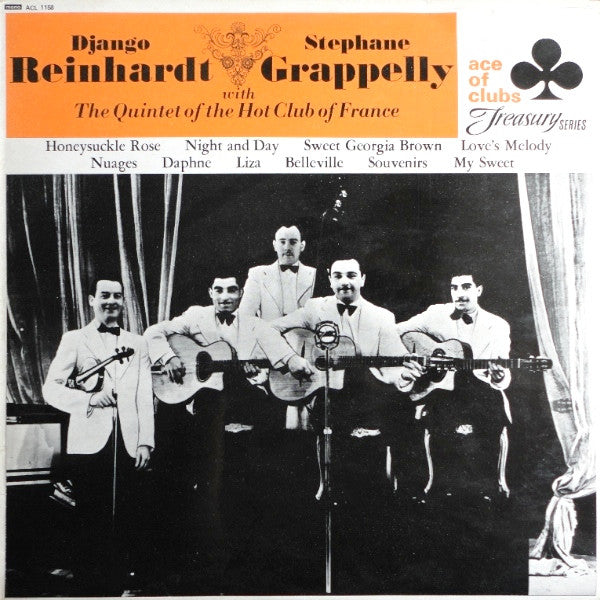 Vintage vinyl record cover featuring Django Reinhardt and the Hot Club of France.