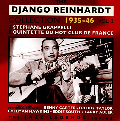 Red album cover with black and white photo of man playing guitar.