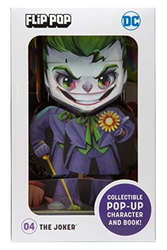 The Joker pop-up book packaging with green-haired character in purple suit.