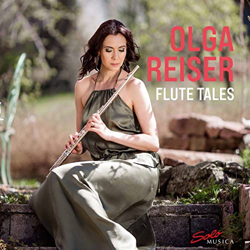 Woman with a flute, album cover for Olga Reiser’s “Flute Tales.”