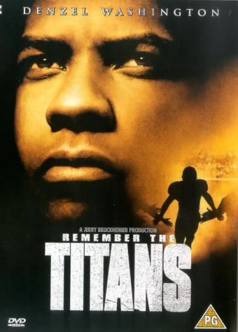 DVD cover featuring Denzel Washington's face and a football player silhouette against golden light.