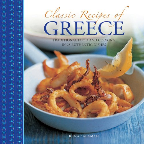 Cookbook cover featuring fried calamari and the title "Classic Recipes of Greece".