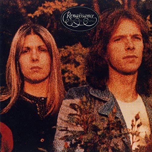 CD case with Renaissance album cover featuring two people, angled on a white background.