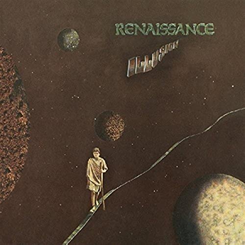Renaissance album cover: a figure stands on a path toward planets.