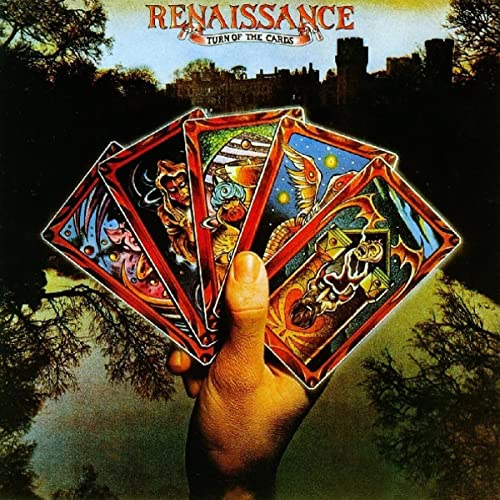 Renaissance album cover: hand holding ornate, illustrated tarot cards.