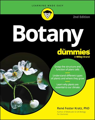 Book cover for "Botany For Dummies" with a white flower on a dark background.