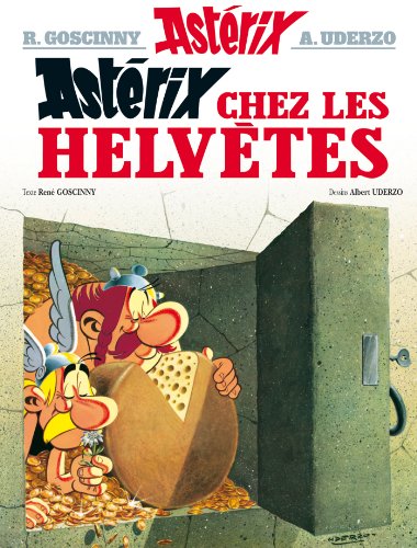 Asterix comic book cover featuring Asterix, Obelix, and Swiss cheese.