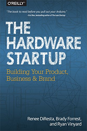 Book cover: "The Hardware Startup" with technical blueprint background.
