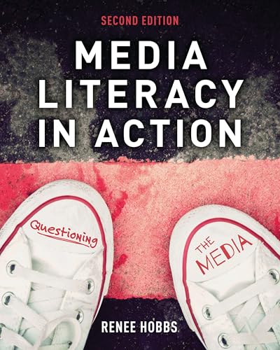 Book cover: “Media Literacy in Action” with sneakers and red background.