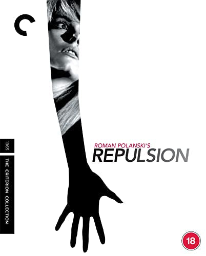 Repulsion" Blu-ray cover featuring a woman’s face and outstretched hand.