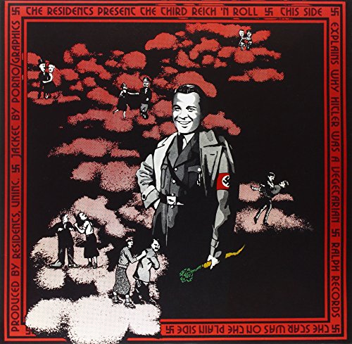 Vinyl record cover: black background with cartoonish figures and Hitler portrait.