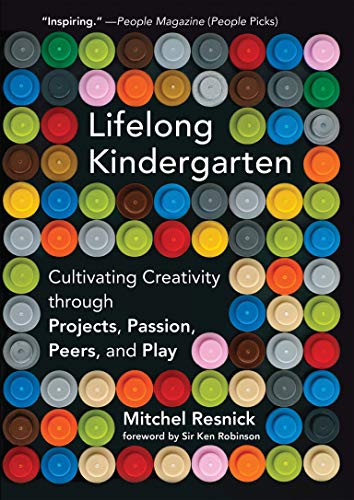 Book cover: “Lifelong Kindergarten” with colorful circular button pattern.