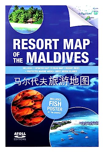 Resort Map of the Maldives cover with tropical beach and fish images.