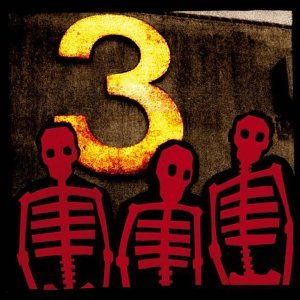 The image depicts a CD cover with three red skeletons and a large yellow number 3.