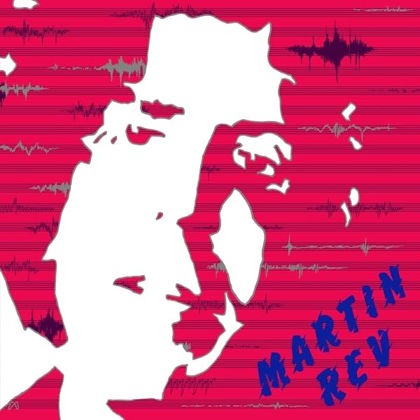 White profile of a face against a bright pink background with sound waves.
