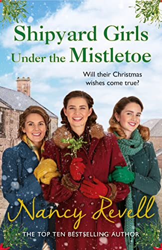 Book cover featuring three women in winter coats with mistletoe.