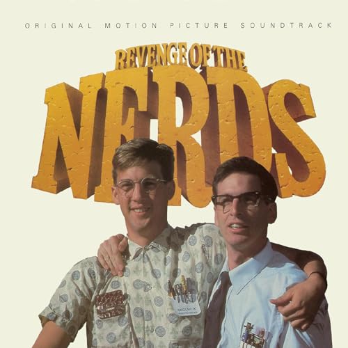 Revenge of the Nerds" vinyl record cover featuring two young men in glasses.