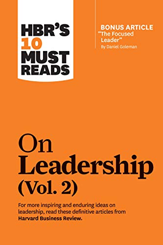 Orange and black book cover titled "HBR's 10 Must Reads on Leadership, Vol. 2".
