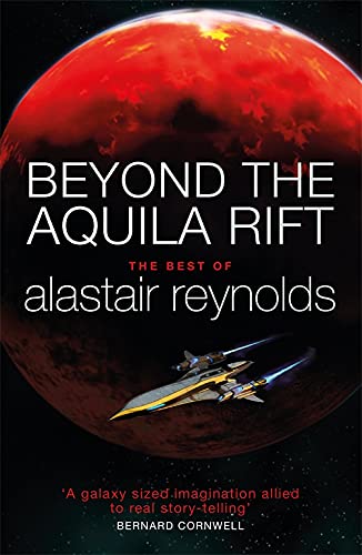 Book cover: red planet, spaceship, and title "Beyond the Aquila Rift" by Alastair Reynolds.