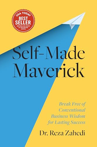 Book cover: "Self-Made Maverick" with a paper airplane and bold text.