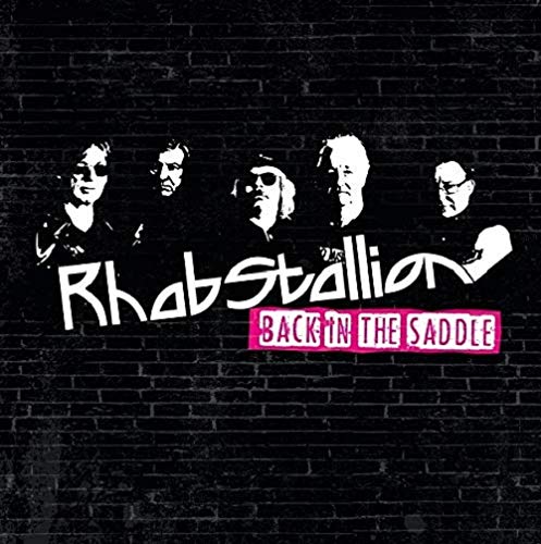 CD cover for Rhabstallion’s “Back In The Saddle” featuring a band portrait.
