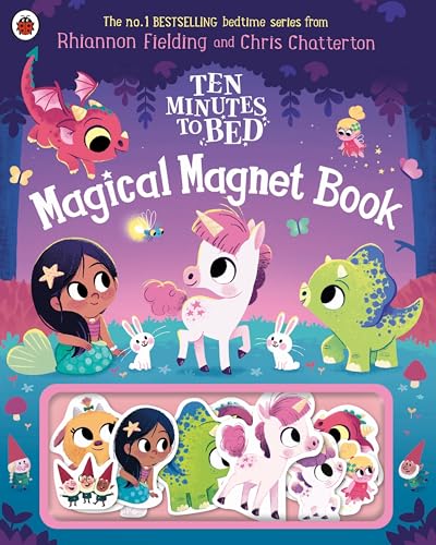 Children’s magnet book cover featuring a unicorn, dragon, and mermaid.