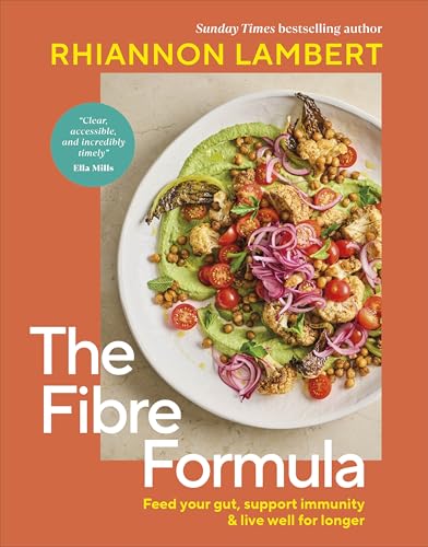 Book cover with a colourful plate of food and large white text.