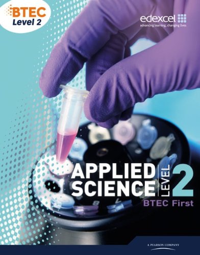 BTEC Level 2 Applied Science textbook cover with lab equipment image.