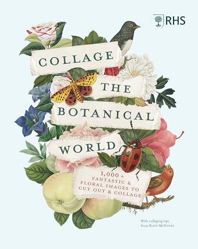 Book cover featuring botanical illustrations, insects, and torn paper text.