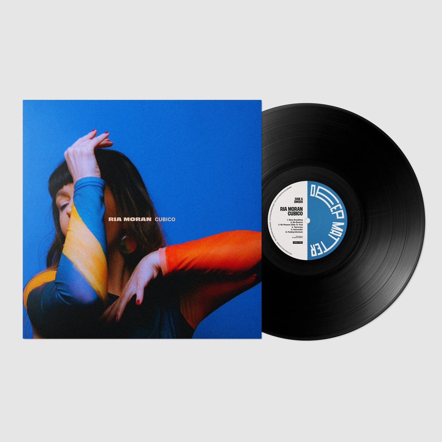 Vinyl record and album cover for Ria Moran’s “Cubico,” featuring a woman.
