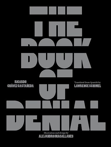 Book cover: "The Book of Denial" with bold, stacked gray typography on black.