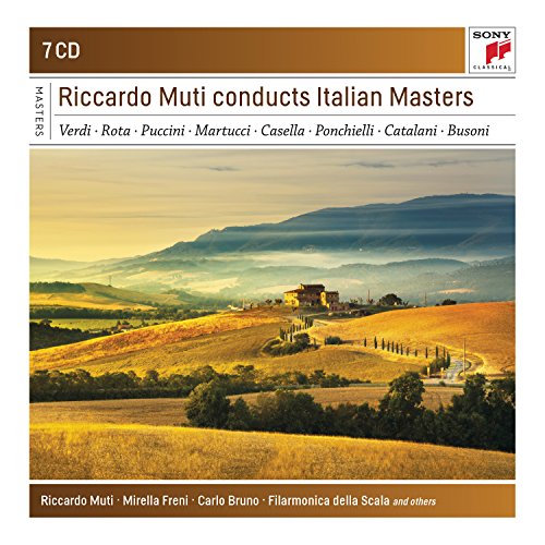 CD cover with Tuscan landscape and text: “Riccardo Muti conducts Italian Masters.”