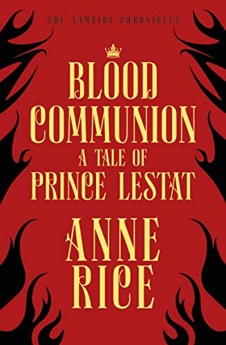 Red book cover with black flames and white title text: "Blood Communion".
