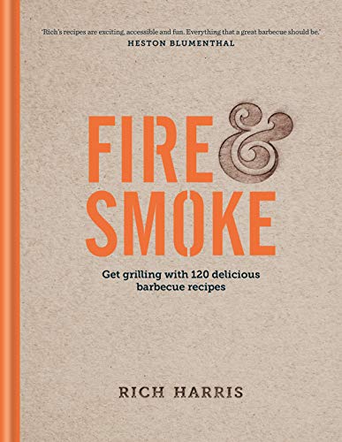Book cover: "Fire & Smoke" barbecue recipe book by Rich Harris.
